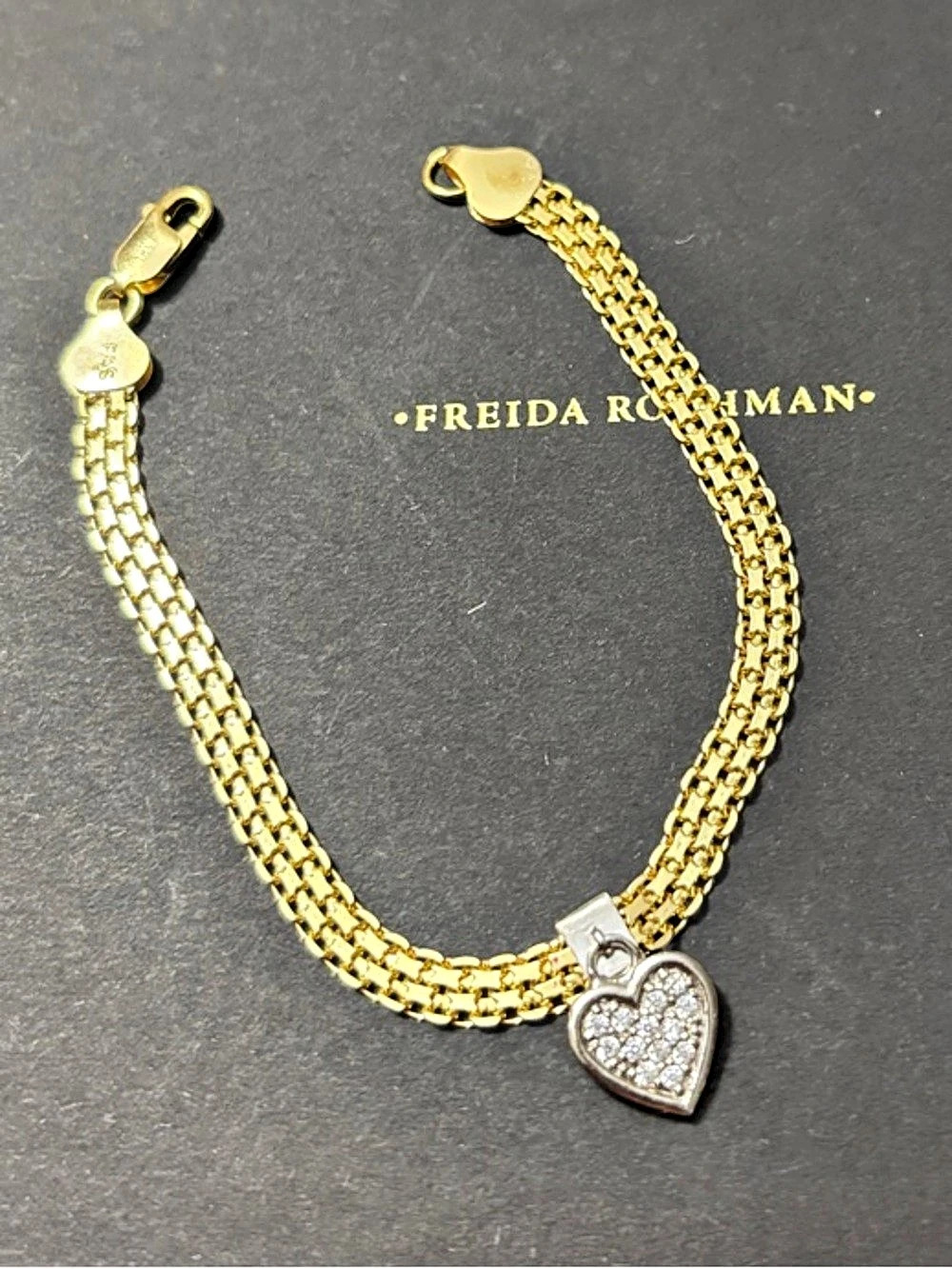 FREIDA ROTHMAN Factory- Heart Pendant Chain Bracelet SS 9.25.